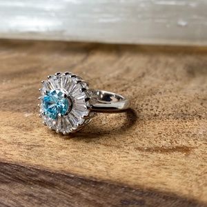 Blue Crystal Silver Ring